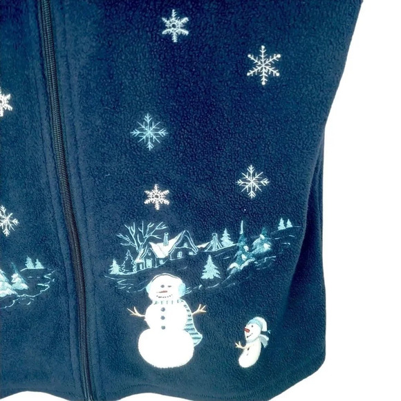 Carroll Reed Fleece Vest, Navy  Blue, Snowmen, L - Picture 5 of 7